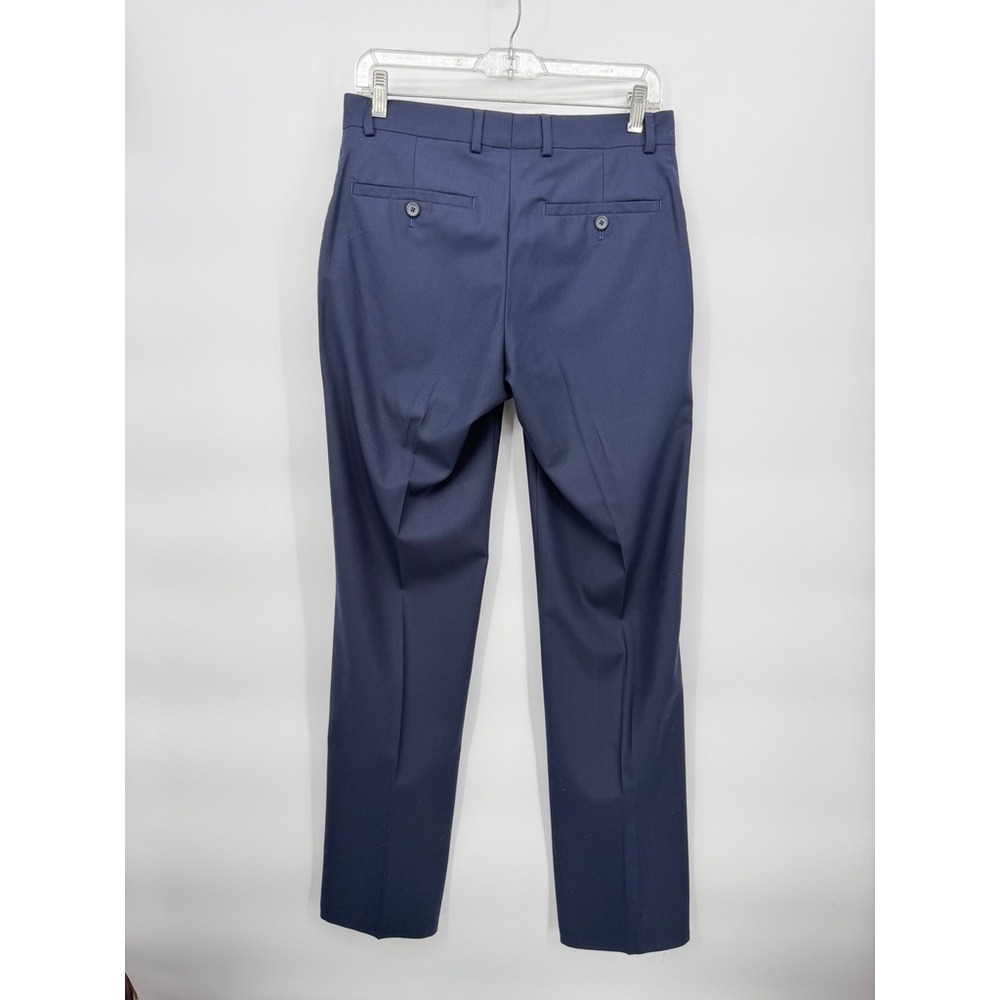 Kenneth Cole New York Dress Pants Navy Blue Slim Fit Basic Trousers 30x30 - Picture 2 of 8